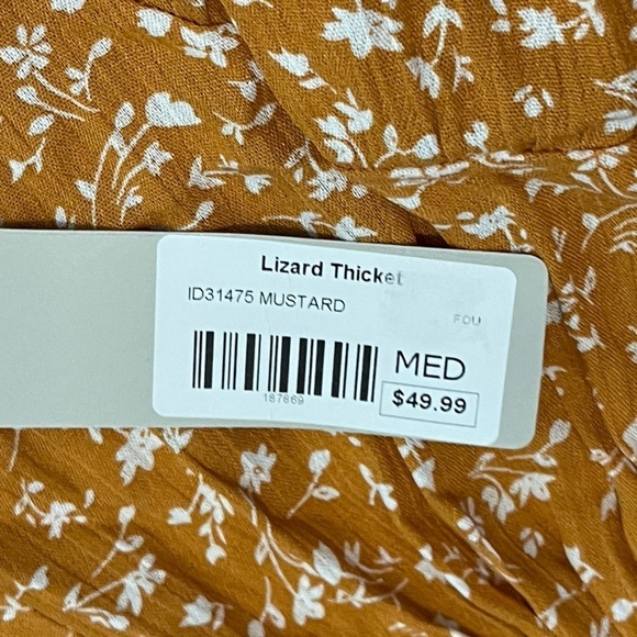 Lizard Thicket Fourteenth and 9th nwt mustard floral rayon dress - Picture 4 of 8